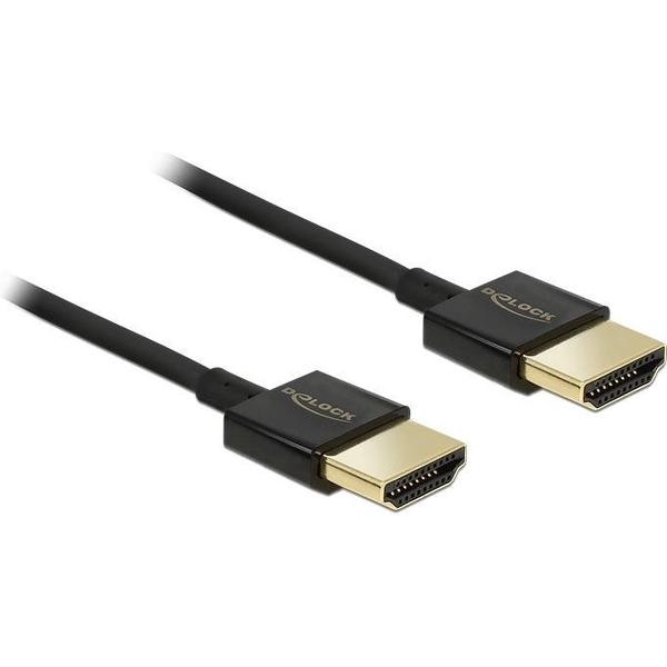 DeLOCK Dunne HDMI kabel - versie 2.0 (4K 60Hz) / zwart - 1 meter