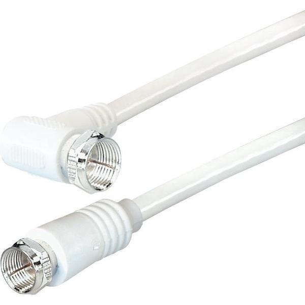 Transmedia F (m) recht - F (m) haaks coaxkabel - wit - 1,5 meter