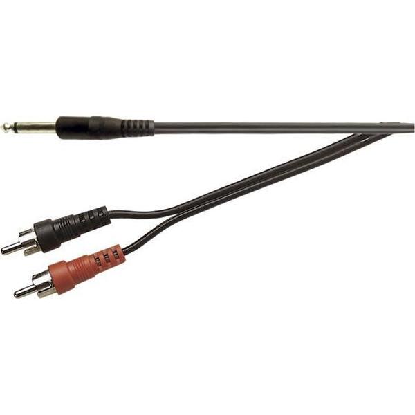 Eenvoudige 6,35mm Jack mono - Tulp stereo 2RCA kabel - 2 meter