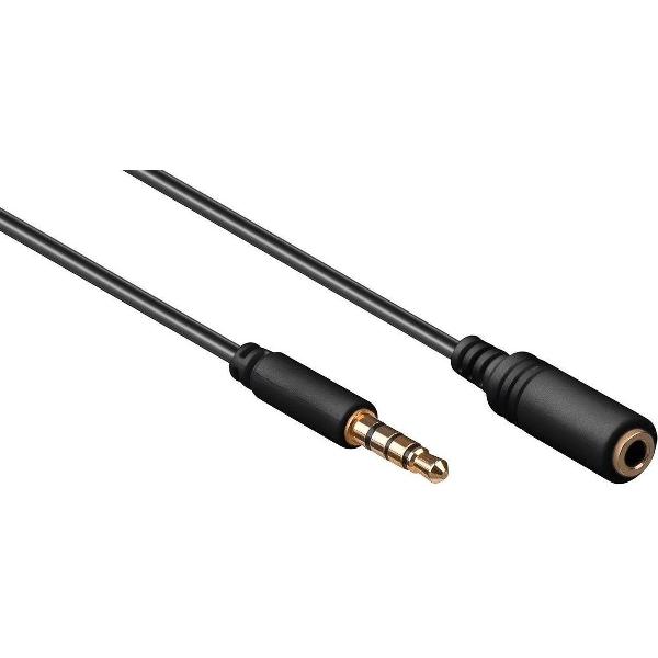 Goobay 3,5mm Jack 4-polig audio slim verlengkabel AWG28 / zwart - 5 meter