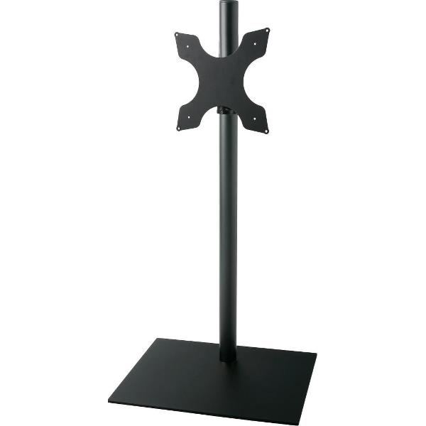 Cavus zwarte vloerstandaard met zwarte rechthoekige voet voor schermen tot 55 inch - 150 cm hoog