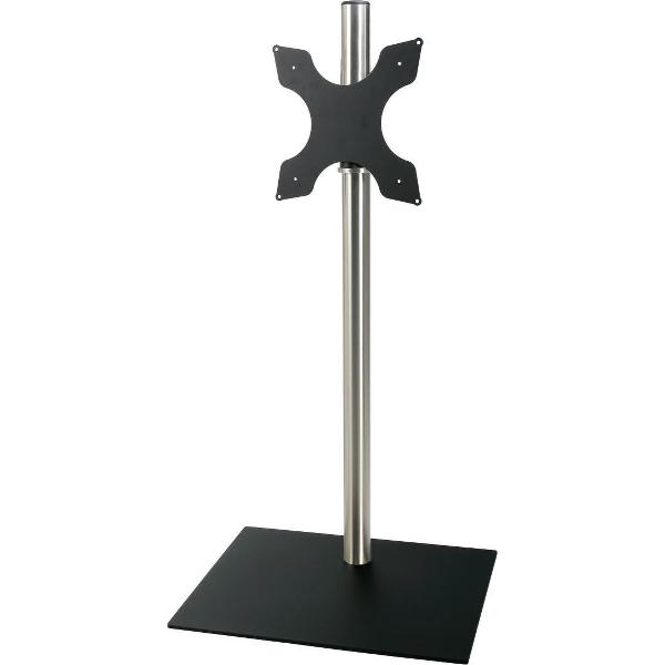 Cavus RVS vloerstandaard met zwarte rechthoekige voet voor schermen tot 55 inch - 120 cm hoog