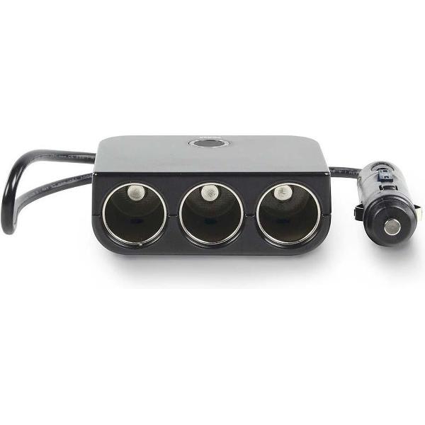 Nedis sigarettenaanstekerplug splitter met 3x 12V en 1x USB-A poort / zwart - 0,40 meter