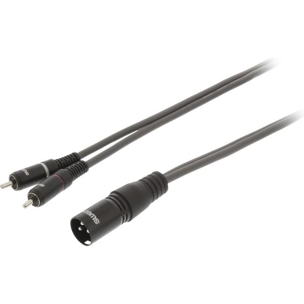 Sweex SWOP15200E30 Xlr Stereokabel Xlr 3-pins Male - 2x Rca Male 3.0 M Donkergrijs