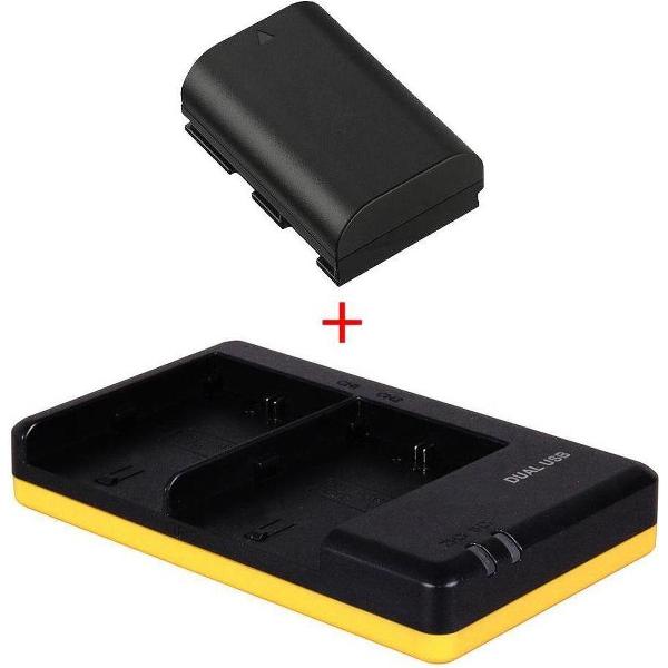 Huismerk Camera accu LP-E6 + dubbellader voor 2 accu's