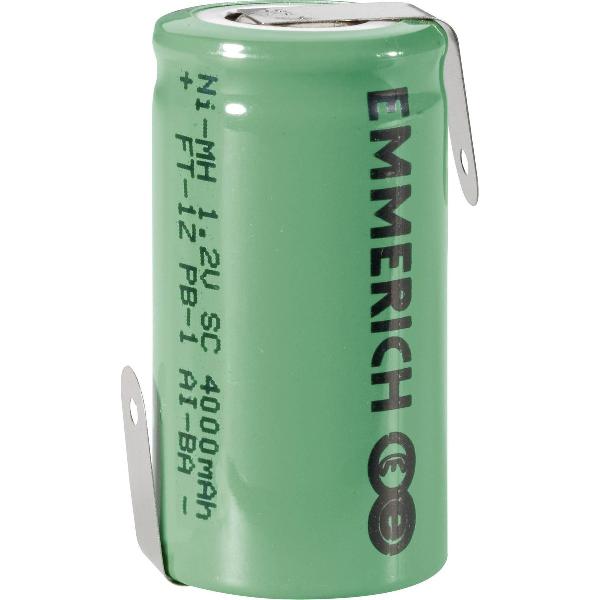 Emmerich SUB C ZLF Speciale oplaadbare batterij Sub-C Z-soldeerlip NiMH 1.2 V 4000 mAh