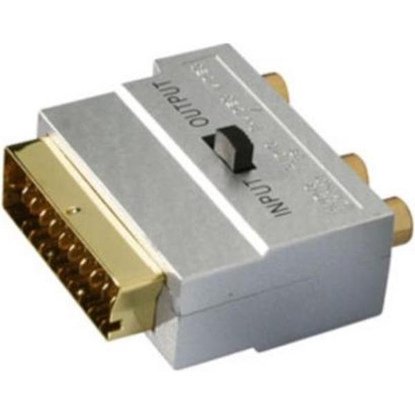 S-Impuls Premium Scart (m) - Composiet 3RCA en S-VHS (v) adapter / zilver