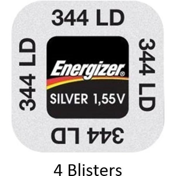4 stuks (4 blisters a 1 stuk) Energizer Zilver Oxide Knoopcel 344/350 LD 1.55V
