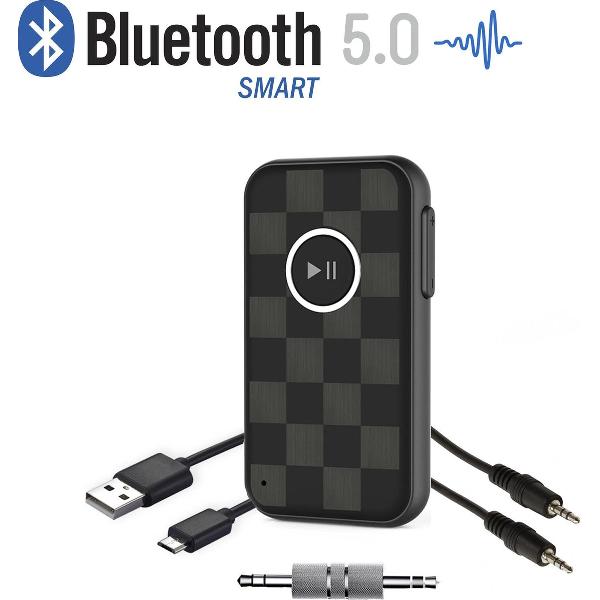Q-Ways Bluetooth muziek ontvanger HQ Pro 5.0 - Met AUX kabel 3.5 mm jack - Bluetooth 5.0 naar AUX - Handsfree carkit - Draadloze audio transmitter - Wireless music receiver - Muziek ontvanger voor auto of bedrade speaker - HQ Zonder ruis
