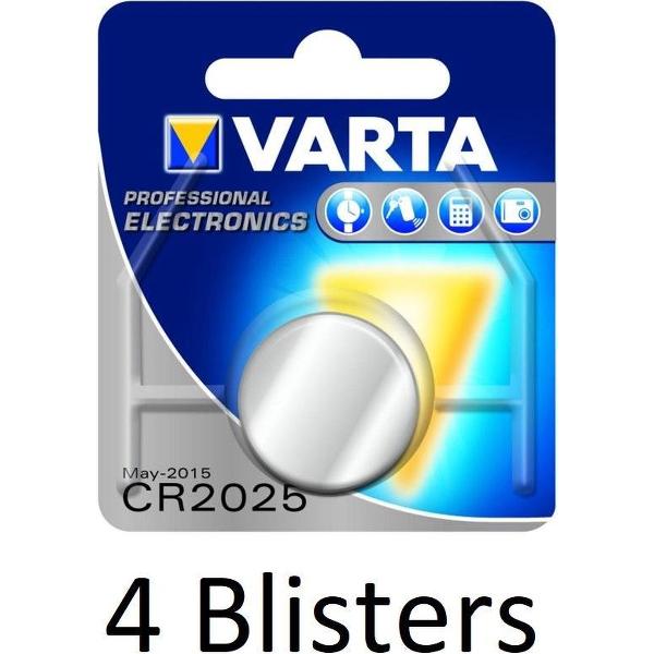 4 stuks (4 blisters a 1 st) Varta CR2025 Primary Lithium Wegwerpbatterij