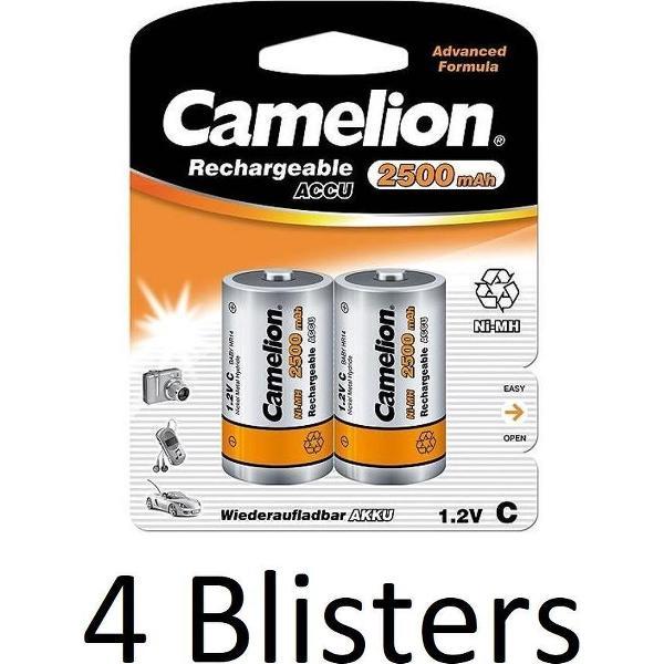 8 Stuks (4 Blisters a 2 st) Camelion Rechargeable NimH D 2500mAh