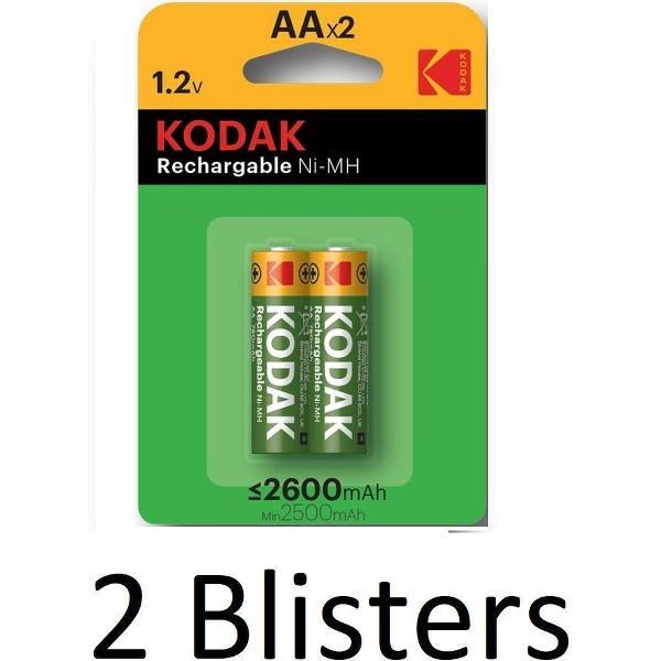 4 Stuks (2 Blisters a 2 st) Kodak AA Oplaadbare batterijen - 2600mAh