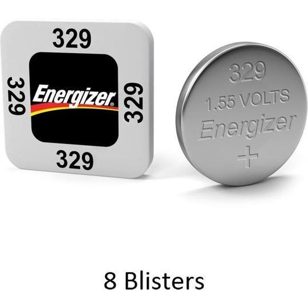 8 stuks (8 blisters a 1 stuk) Energizer Zilver Oxide Knoopcel 329 LD 1.55V