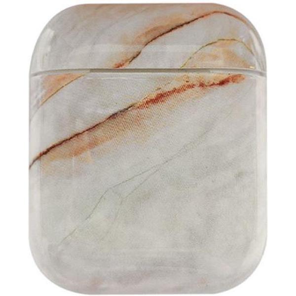 Apple AirPods Hard Plastic Hoesje met Marmer Print Wit / Bruin