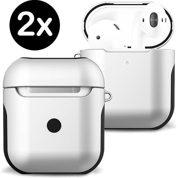 Hoes Voor Apple AirPods 2 Case Hoesje Hard Cover - Wit - 2 PACK