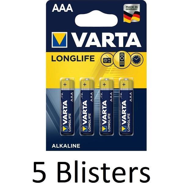20 Stuks (5 Blisters a 4 st) Varta Longlife Extra AAA Batterij - Alkaline