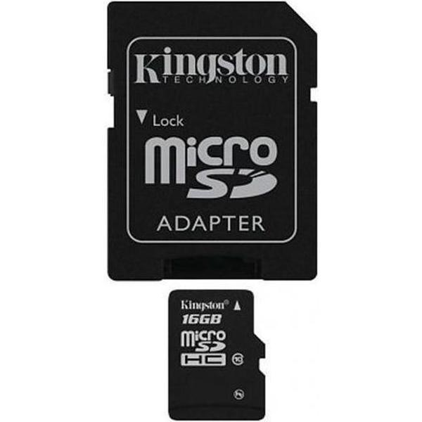 Kingston Micro SD Kaart Canvas 16 GB - Class 10 + SD Adapter + All in 1 USB 2.0
