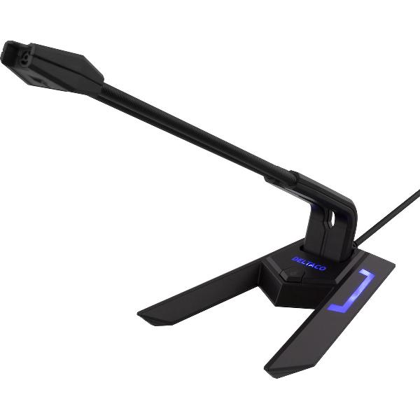 DELTACO MF-104 USB Desktop microfoon met LED-verlichting - zwart / grijs