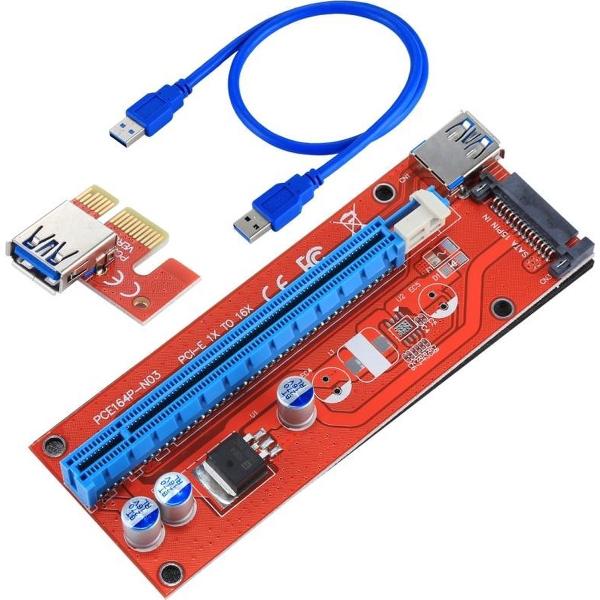 Let op type!! USB 3.0 PCI-E Express 1 x tot 16 x PCI-E Extender Riser Card Adapter 15 pins SATA macht ontmoet USB-Kabel
