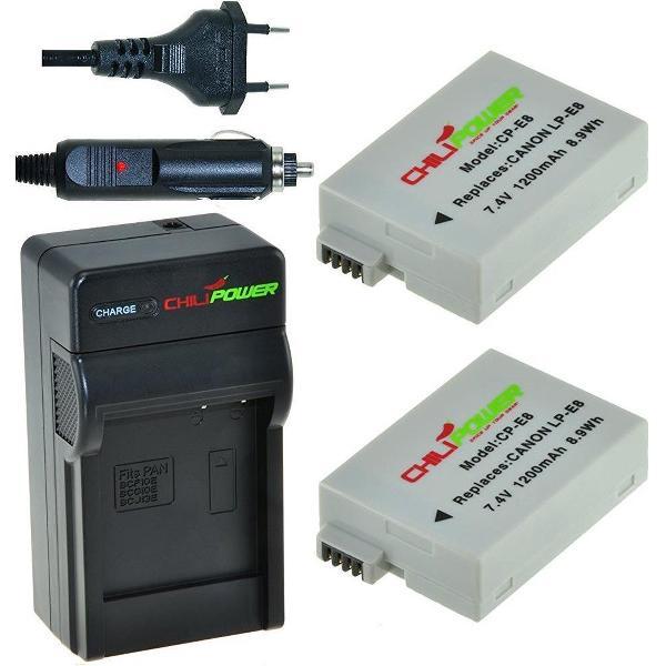 ChiliPower LP-E8 Canon Kit - Camera Batterij Set