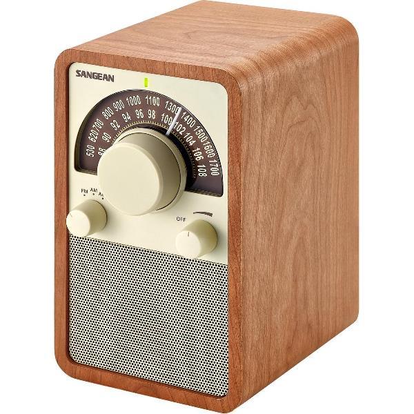 Sangean WR-15 Retro Radio met AM en FM – Bluetooth speaker met unieke houten kast - Walnoot