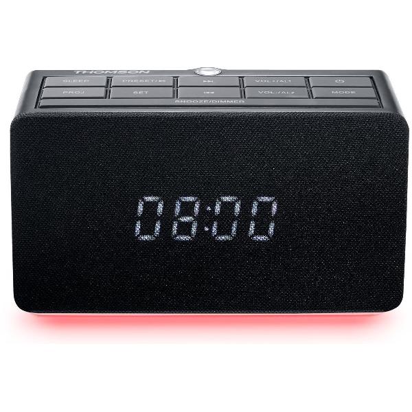Thomson CL300P Wekkerradio met Projectie & Telefoon Oplader - Ambient LED-Verlichting - Zwart