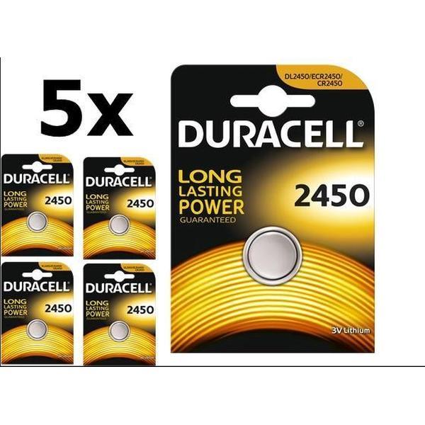 5 Stuks Duracell CR2450 3v lithium knoopcelbatterij