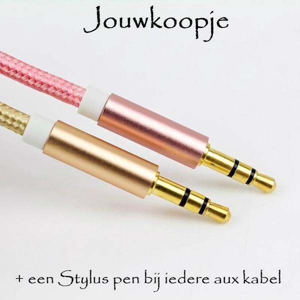 Luxe AUX kabel goud + stylus pen