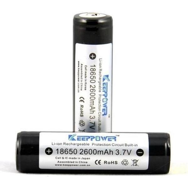 1 Stuk KeepPower 18650 2600mAh Oplaadbare batterij