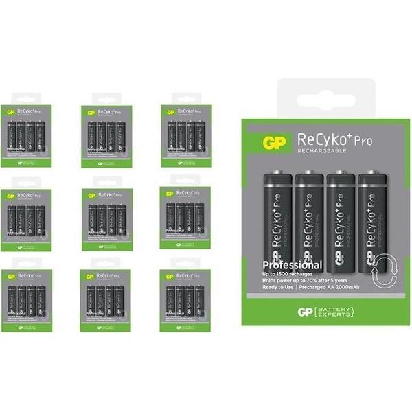 40 Stuks (10 Blisters a 4st) - GP R6/AA ReCyko+ PRO 2000mAh 1.2V NiMH Oplaadbare Batterijen