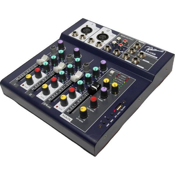 Whitemill F4 Audio mixer - 4 Kanaal Geluidsmixer - Mengpaneel - Karaoke Mediaspeler - Mixer - PA Mixers & Mengpanelen - Audio mixer - Studio Mixer