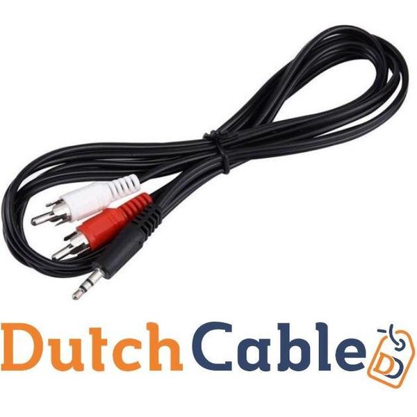 Dutch Cable Jack stereo audio verdeelkabel 3,5 mm male - 2x RCA male 1,50 m zwart