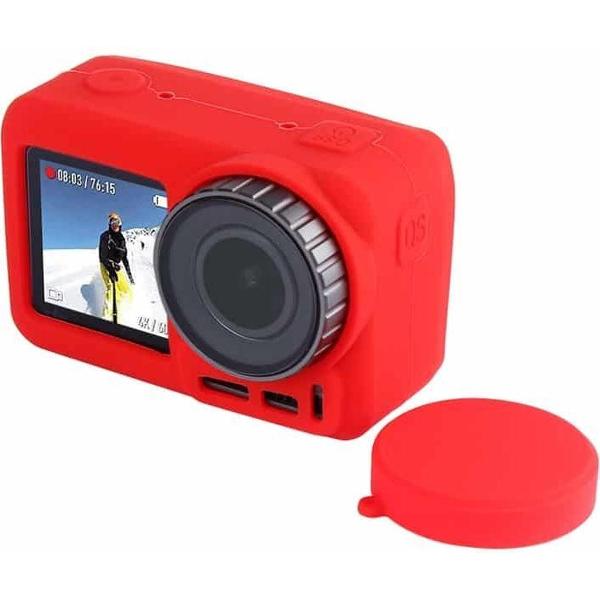 PULUZ siliconen beschermhoes met lensafdekking voor DJI Osmo Action (rood)