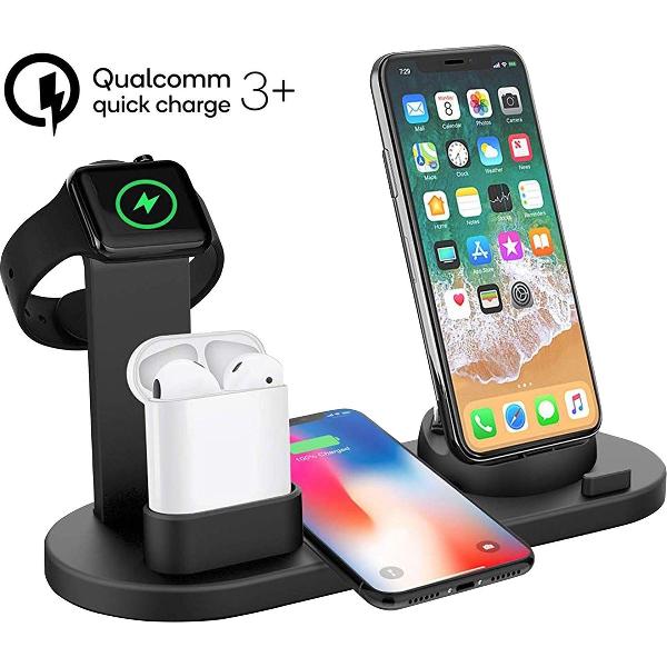 4 in 1 Draadloze Apple Oplader - Oplaadstation iPhone - Qi Draadloze Oplader - Apple Watch - AirPods & iPhone oplader - Docking Station - Verbeterd model 2021