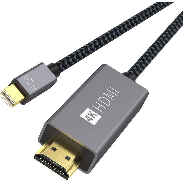 thunderbolt naar hdmi - ZINAPS Mini DisplayPort naar HDMI-kabel, 4K @ 60Hz Nylon Thunderbolt-naar-HDMI-kabel Compatibel met MacBook Pro / Air, iMac, Microsoft Surface Pro and More - 2M