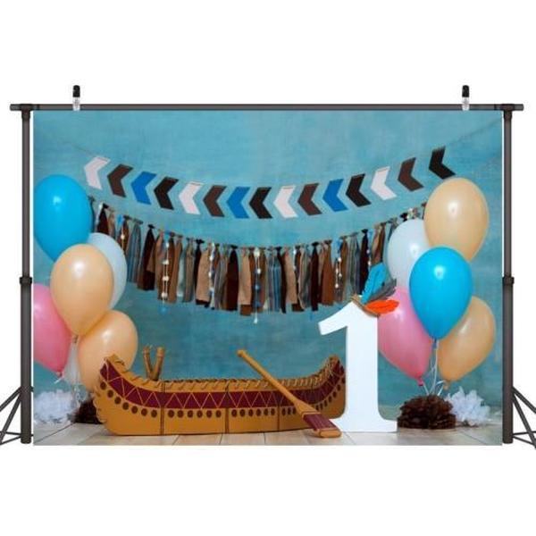 2.1mx 1.5m Eenjarige Verjaardag Fotografie Achtergrond Doek Verjaardagsfeestje Decoratie Foto Achtergrond (573)