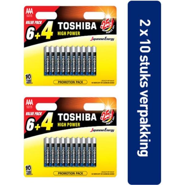 Toshiba LR03GCP BP10MS4FCN High Power Wegwerpbatterij AAA Alkaline 20 stuks (verpakking 2 x 10 stuks)