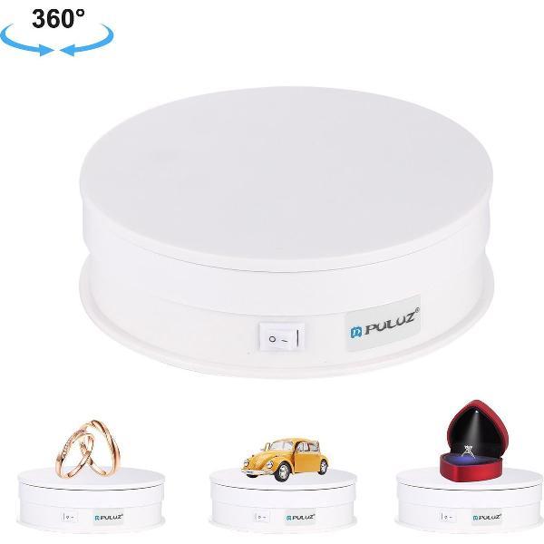 Puluz Elektrische Draaiplateau voor Fotostudio - 360 Graden Product videos – Roterende Draaischijf voor Productfotografie – Wit – 15cm