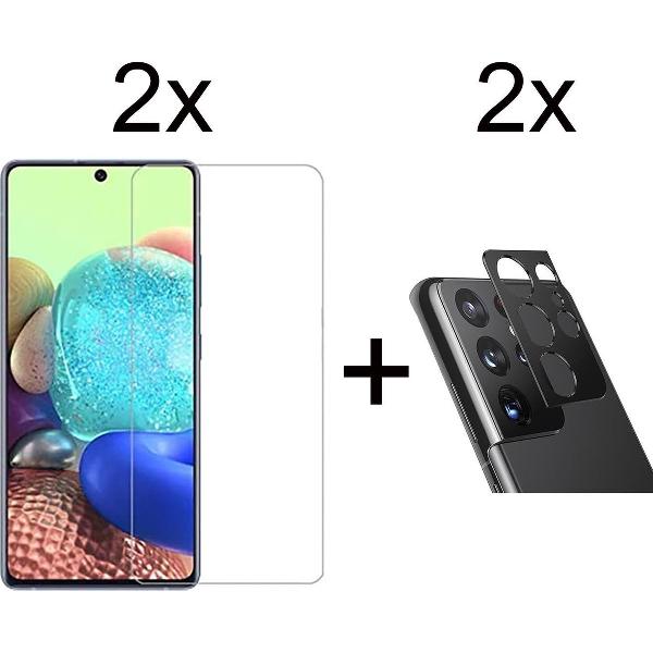 Beschermglas Samsung A72 screenprotector 2 stuks - Samsung Galaxy A72 screen protector camera lens - 2 stuks - Samsung Galaxy A72 screenprotector glas