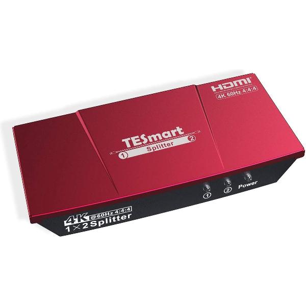 NÖRDIC SGM-161 HDMI splitter 1 input naar 2 output - 1080p - 4K 60Hz - 18 Gbps - Rood/Zwart