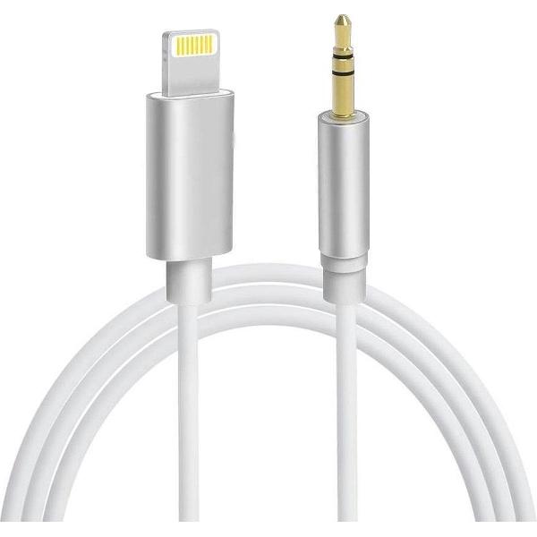 Lightning naar Aux Jack 3,5 mm - Verbinding Kabel Lightning naar Aux - Adapter voor Auto - Wit