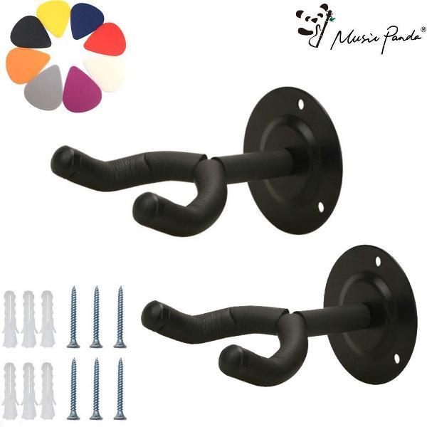 Music Panda ® Twee stuks Gitaar Wandbeugel met 8 Plectrum -Gitaar muurbeugel -Wandsteun - Gitaarhouder-Gitaar standaard – Hanger – Muurhaak- Viool – Basgitaar - Ukelele-Mandoline- Metaal Rond