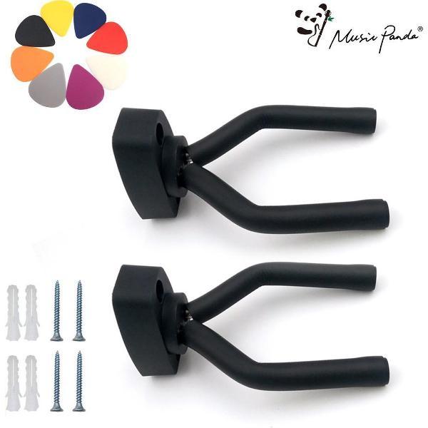 Music Panda ® Twee stuks Gitaar Wandbeugel met 8 Plectrum -Gitaar muurbeugel -Wandsteun - Gitaarhouder-Gitaar standaard – Hanger – Haak- Viool – Basgitaar - Ukelele-Mandoline- Rechthoek Kunstof