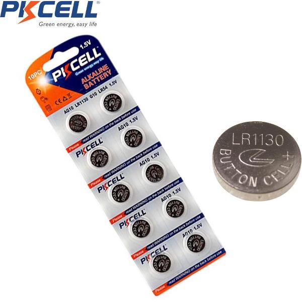 Knoopcel batterijen AG10 1.5V PKCELL 10 stuks (LR1130, G10, LR54)