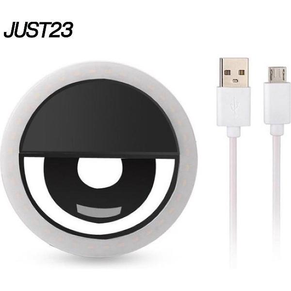 JUST23 Selfie Ring Light voor mobiel - Ringflitser - Zwart - Selfie light - TikTok en Snapchat