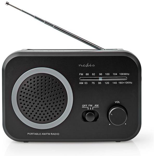 Nedis RDFM1330GY Fm/am-radio 1,8 W Draaggreep Grijs/zwart
