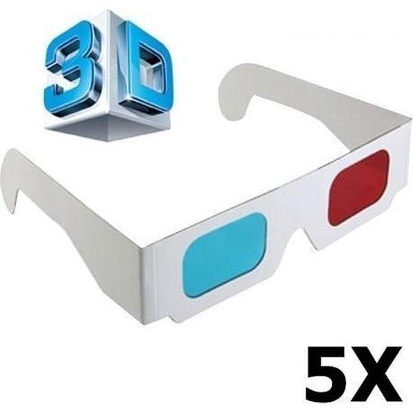 5 Stuks - 3D Red-Cyan Papieren Bril