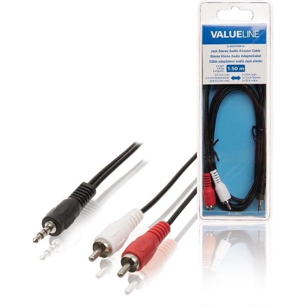 Valueline VLAB22200B15 1.5m 3.5mm 2 x RCA Zwart, Rood, Wit audio kabel