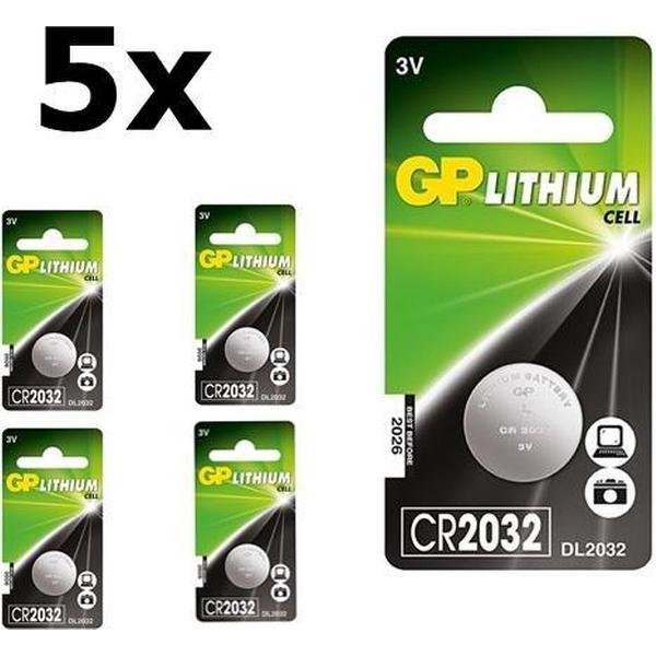 5 Stuks GP CR2032 210mAh 3V lithium batterij