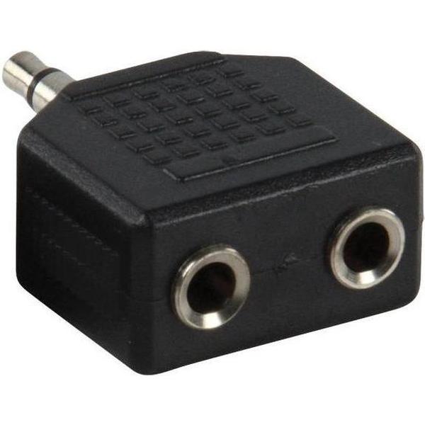Hoofdtelefoon Splitter, Verdeel Adapter plug van 1x 3,5 mm Jack naar 2x 3,5 mm Jack - Zwart